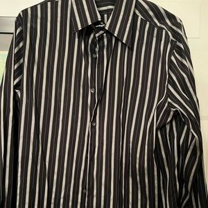 Black striped Beetlejuice look Theory button-down- Size Large